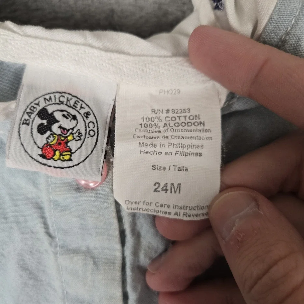 Vintage Disney Baby Mickey & Co. Minnie Mouse Blue Denim Coveralls 24 Months‎